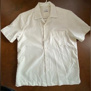 Reiss Cream Short Sleeve Button Down Shirt